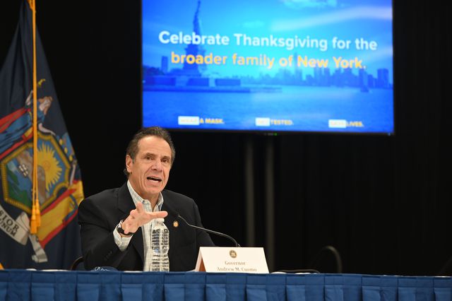 A photo of Governor Andrew Cuomo at a press conference on Tuesday November 24th, 2020